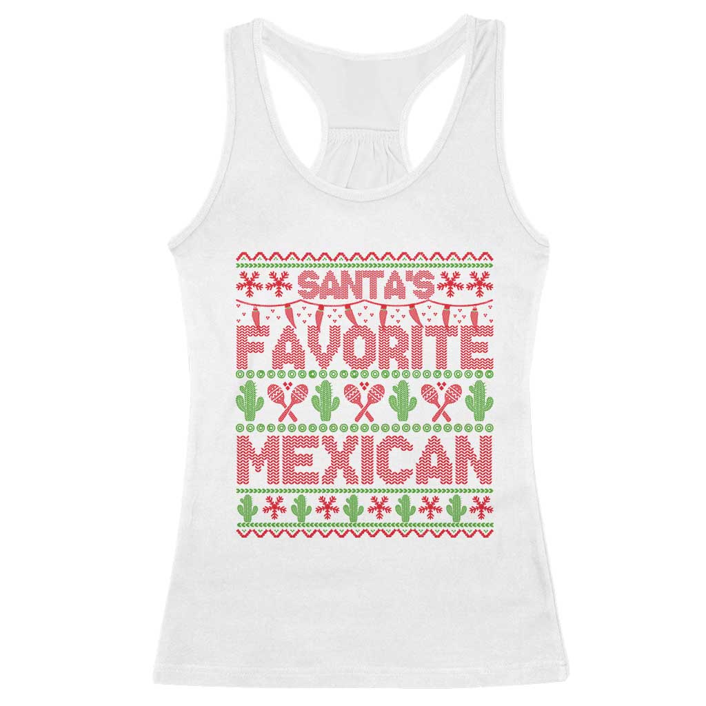 Funny Mexico Xmas Racerback Tank Top Santa' Favorite Mexican TS09 White Print Your Wear