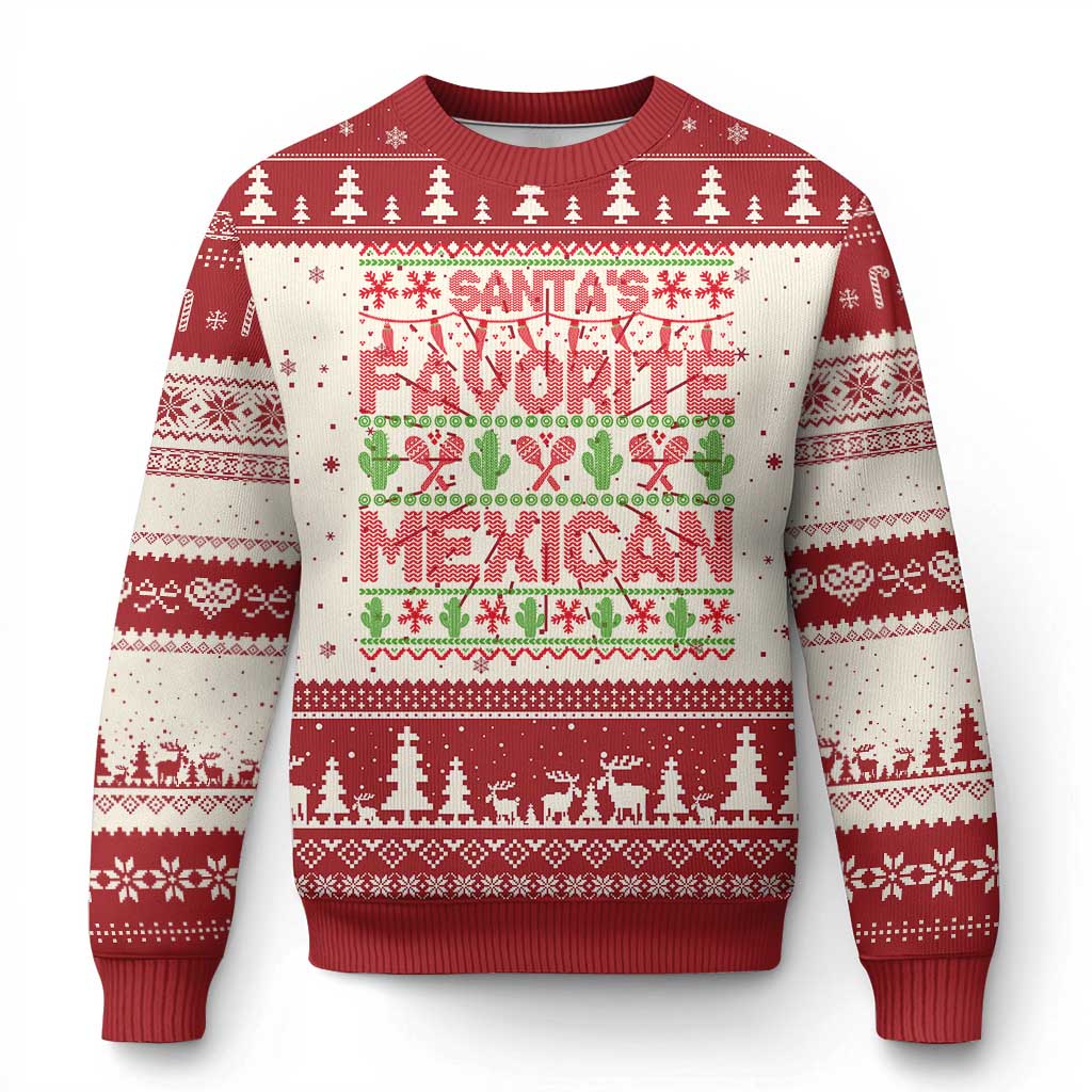 Funny Mexico Xmas Ugly Christmas Sweater Santa' Favorite Mexican TS09 Red Print Your Wear