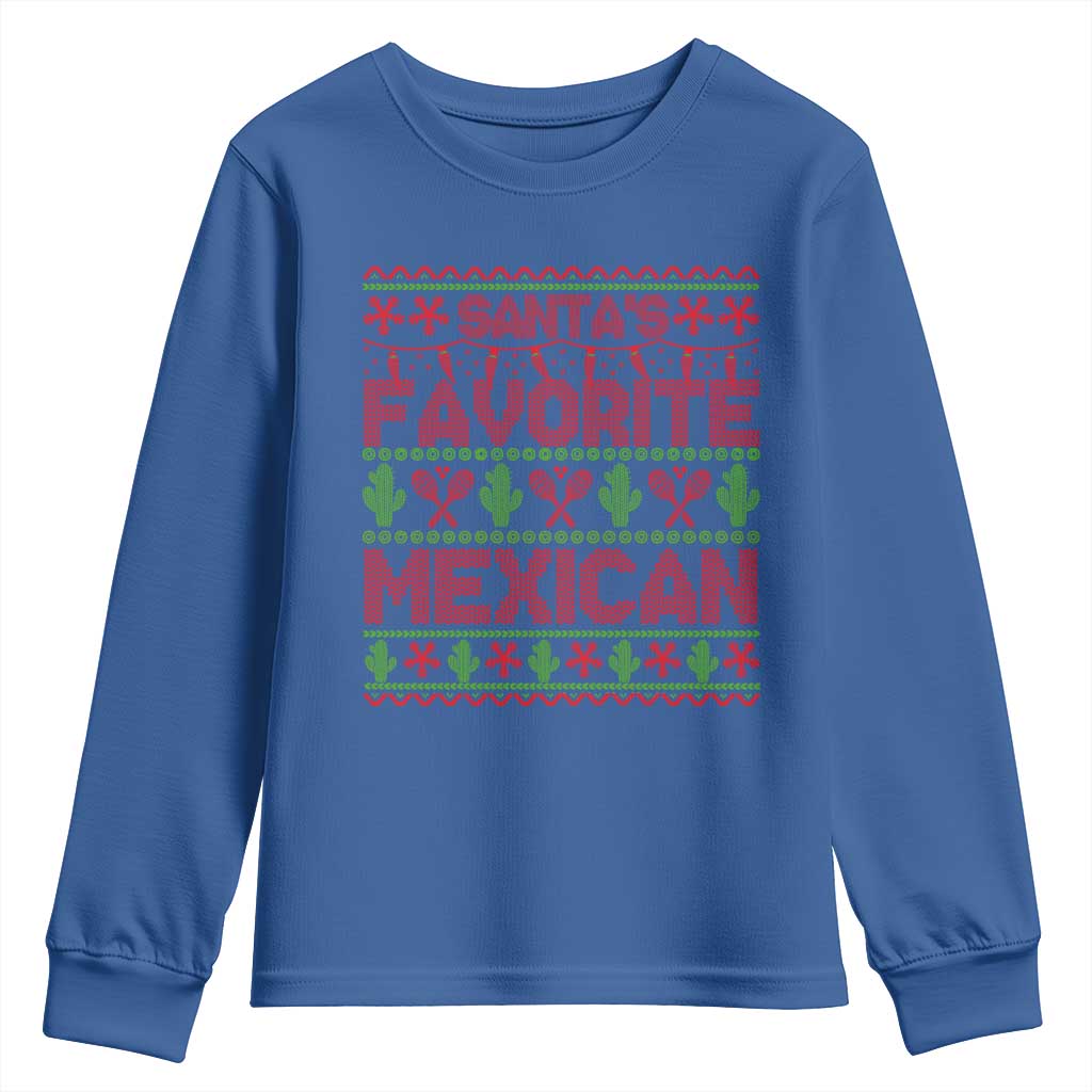 Funny Mexico Xmas Youth Sweatshirt Santa' Favorite Mexican TS09 Royal Blue Print Your Wear
