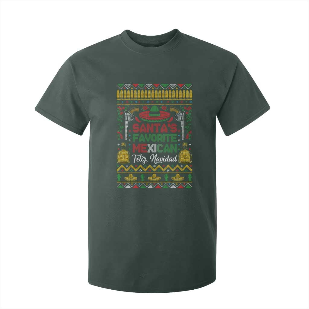 Funny Mexico Xmas Feliz Navidad T Shirt For Kid Santa' Favorite Mexican TS09 Dark Forest Green Print Your Wear