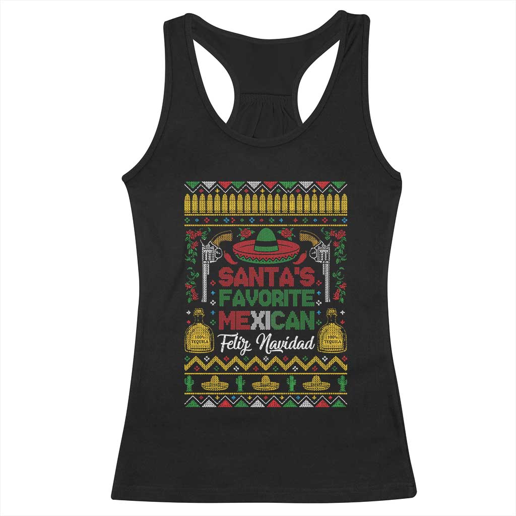 Funny Mexico Xmas Feliz Navidad Racerback Tank Top Santa' Favorite Mexican TS09 Black Print Your Wear