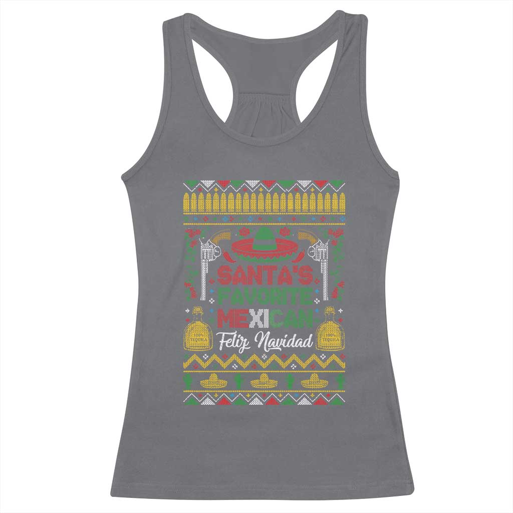 Funny Mexico Xmas Feliz Navidad Racerback Tank Top Santa' Favorite Mexican TS09 Charcoal Print Your Wear