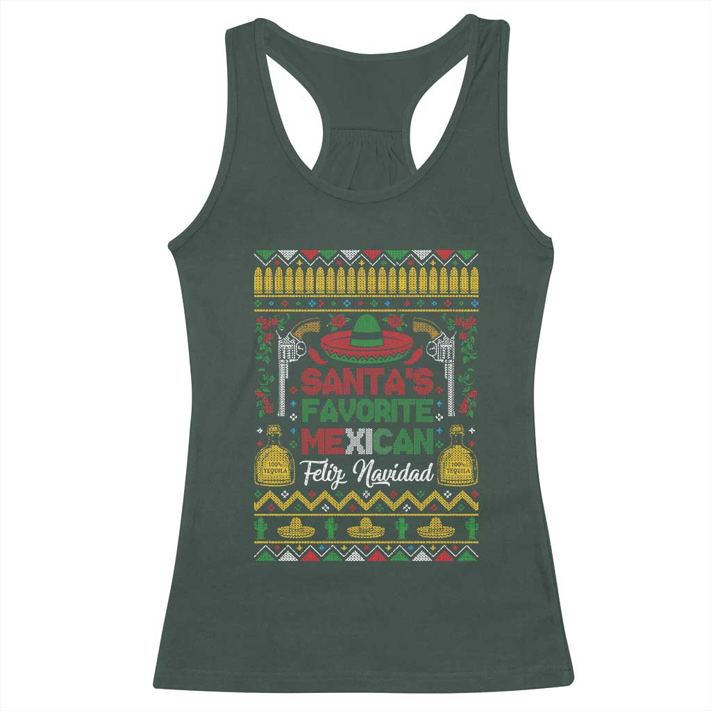 Funny Mexico Xmas Feliz Navidad Racerback Tank Top Santa' Favorite Mexican TS09 Dark Forest Green Print Your Wear