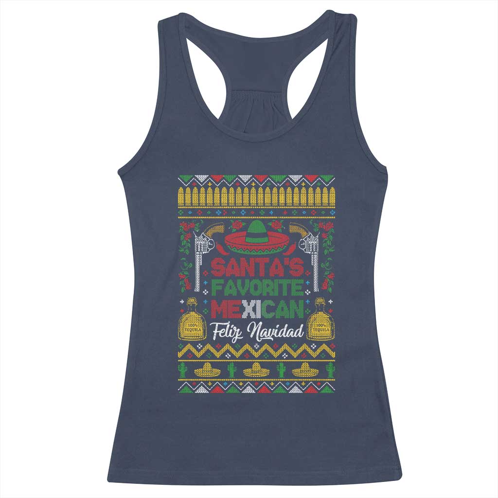 Funny Mexico Xmas Feliz Navidad Racerback Tank Top Santa' Favorite Mexican TS09 Navy Print Your Wear