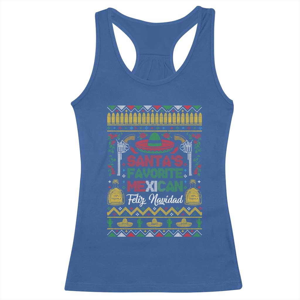 Funny Mexico Xmas Feliz Navidad Racerback Tank Top Santa' Favorite Mexican TS09 Royal Blue Print Your Wear