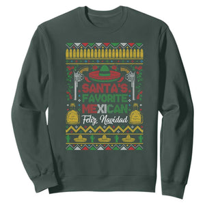 Funny Mexico Xmas Feliz Navidad Sweatshirt Santa' Favorite Mexican TS09 Dark Forest Green Print Your Wear
