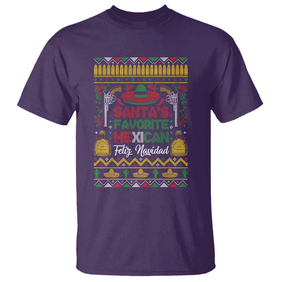 Funny Mexico Xmas Feliz Navidad T Shirt Santa' Favorite Mexican TS09 Purple Print Your Wear