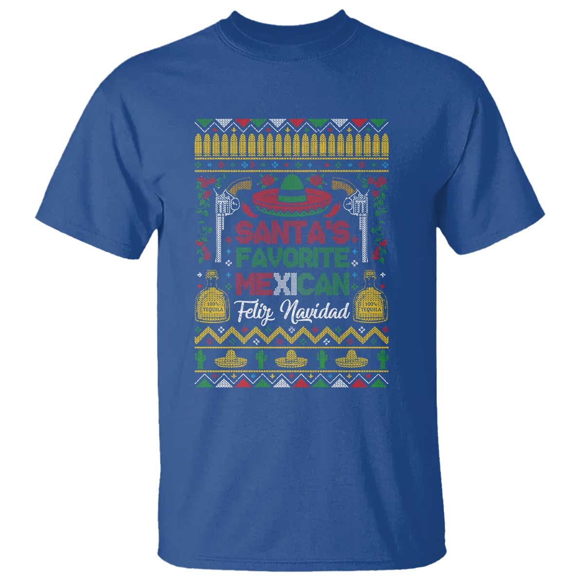 Funny Mexico Xmas Feliz Navidad T Shirt Santa' Favorite Mexican TS09 Royal Blue Print Your Wear