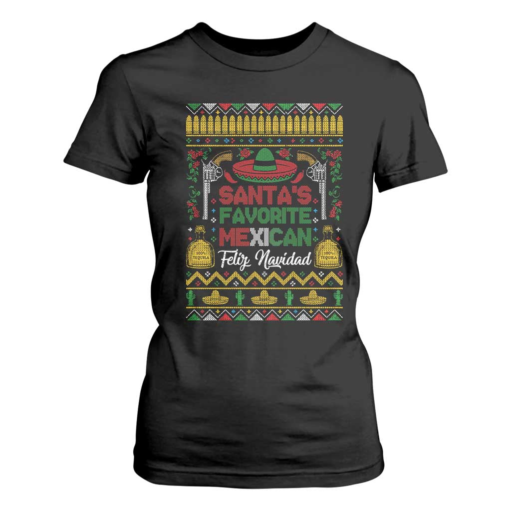 Funny Mexico Xmas Feliz Navidad T Shirt For Women Santa' Favorite Mexican TS09 Black Print Your Wear