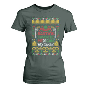 Funny Mexico Xmas Feliz Navidad T Shirt For Women Santa' Favorite Mexican TS09 Dark Forest Green Print Your Wear