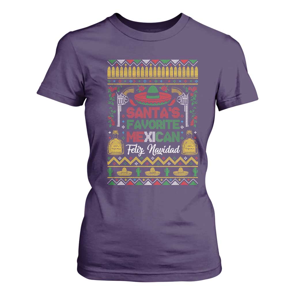 Funny Mexico Xmas Feliz Navidad T Shirt For Women Santa' Favorite Mexican TS09 Purple Print Your Wear