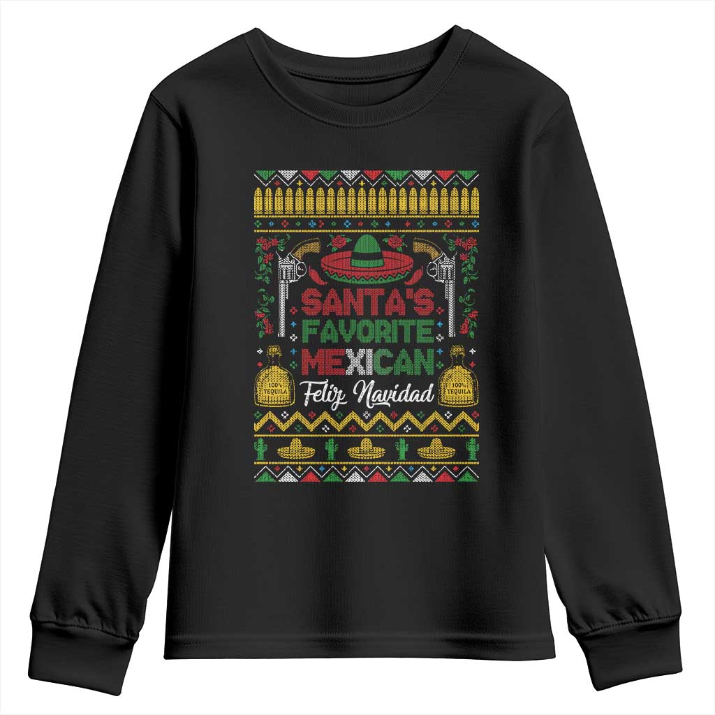 Funny Mexico Xmas Feliz Navidad Youth Sweatshirt Santa' Favorite Mexican TS09 Black Print Your Wear