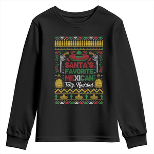 Funny Mexico Xmas Feliz Navidad Youth Sweatshirt Santa' Favorite Mexican TS09 Black Print Your Wear