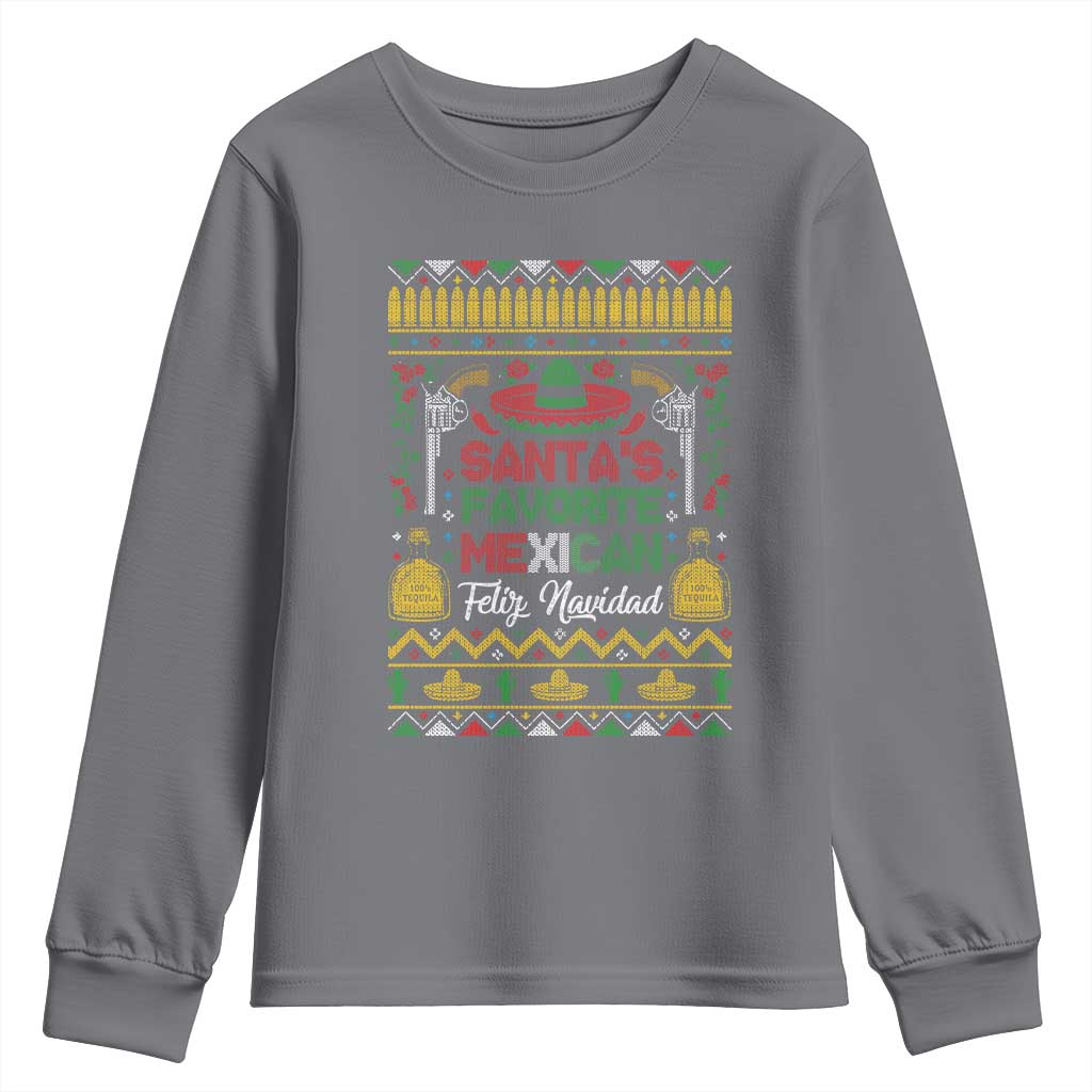 Funny Mexico Xmas Feliz Navidad Youth Sweatshirt Santa' Favorite Mexican TS09 Charcoal Print Your Wear
