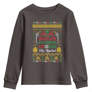 Funny Mexico Xmas Feliz Navidad Youth Sweatshirt Santa' Favorite Mexican TS09 Dark Chocolate Print Your Wear