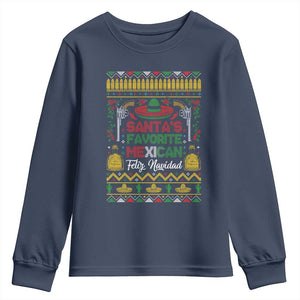 Funny Mexico Xmas Feliz Navidad Youth Sweatshirt Santa' Favorite Mexican TS09 Navy Print Your Wear