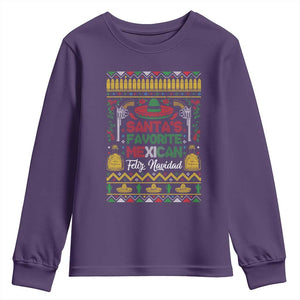 Funny Mexico Xmas Feliz Navidad Youth Sweatshirt Santa' Favorite Mexican TS09 Purple Print Your Wear