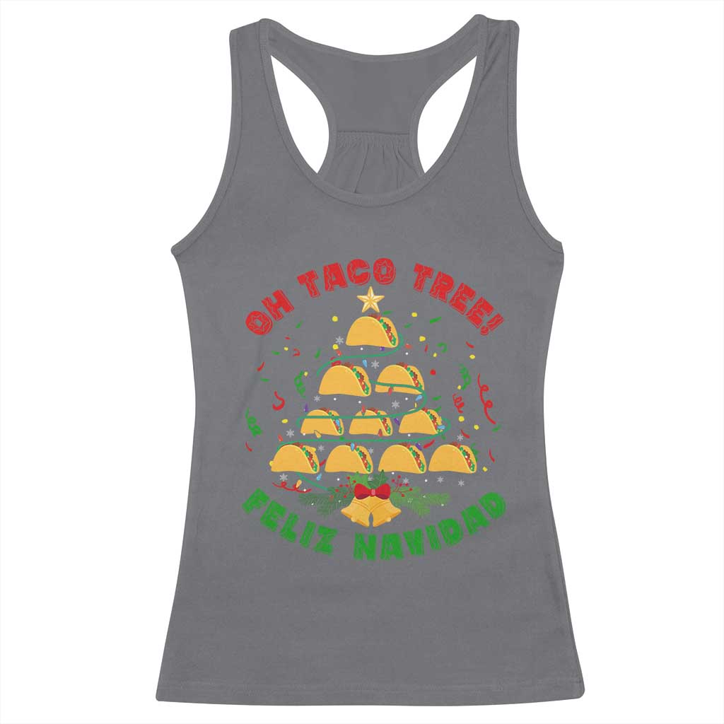 Funny Mexico Xmas Racerback Tank Top Oh Taco Tree Tacos Lover TS09 Charcoal Print Your Wear