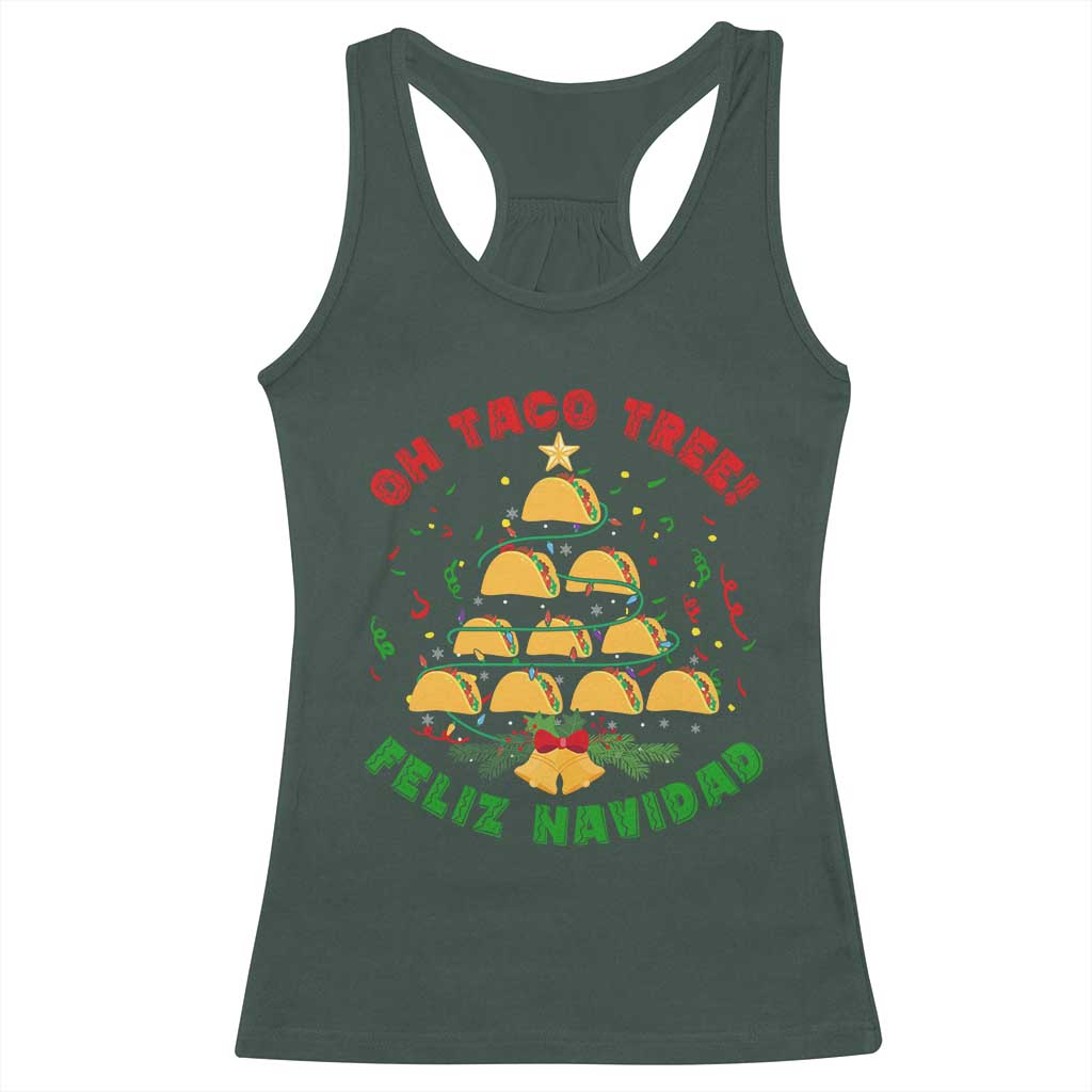 Funny Mexico Xmas Racerback Tank Top Oh Taco Tree Tacos Lover TS09 Dark Forest Green Print Your Wear