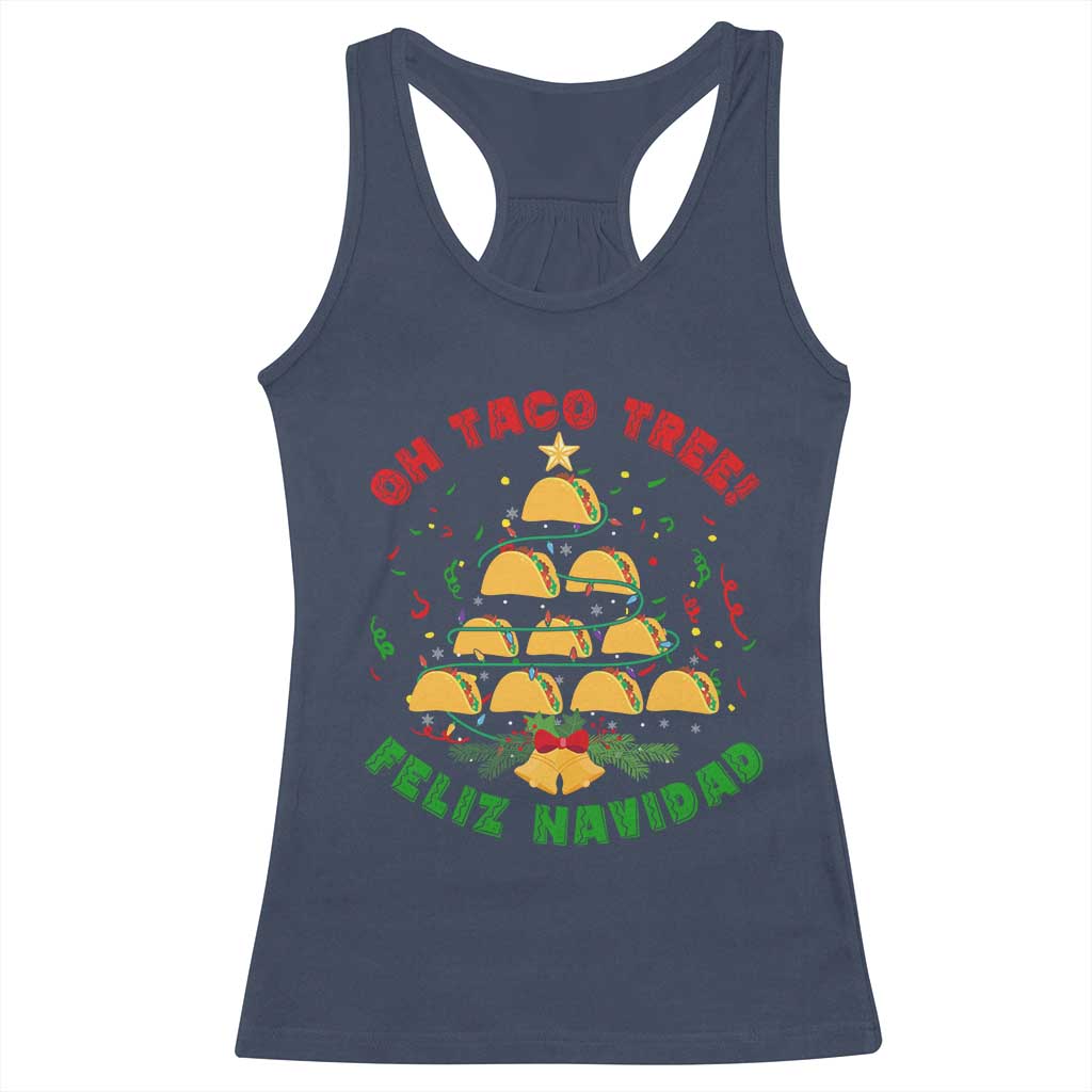 Funny Mexico Xmas Racerback Tank Top Oh Taco Tree Tacos Lover TS09 Navy Print Your Wear