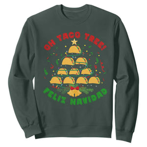 Funny Mexico Xmas Sweatshirt Oh Taco Tree Tacos Lover TS09 Dark Forest Green Print Your Wear