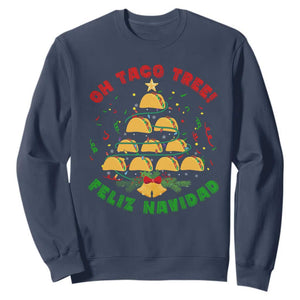 Funny Mexico Xmas Sweatshirt Oh Taco Tree Tacos Lover TS09 Navy Print Your Wear