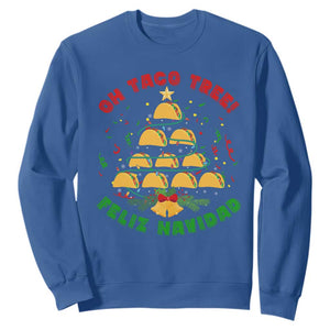 Funny Mexico Xmas Sweatshirt Oh Taco Tree Tacos Lover TS09 Royal Blue Print Your Wear