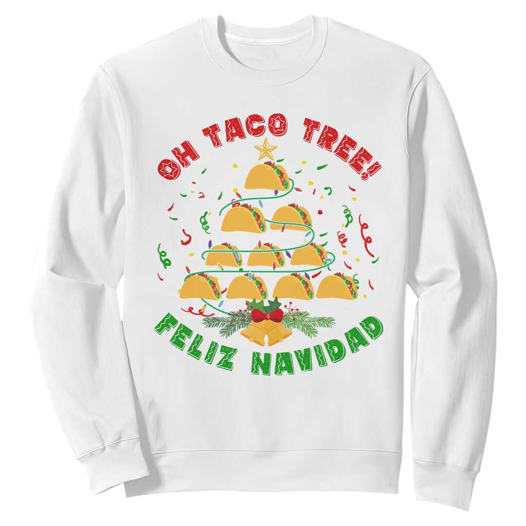 Funny Mexico Xmas Sweatshirt Oh Taco Tree Tacos Lover TS09 White Print Your Wear