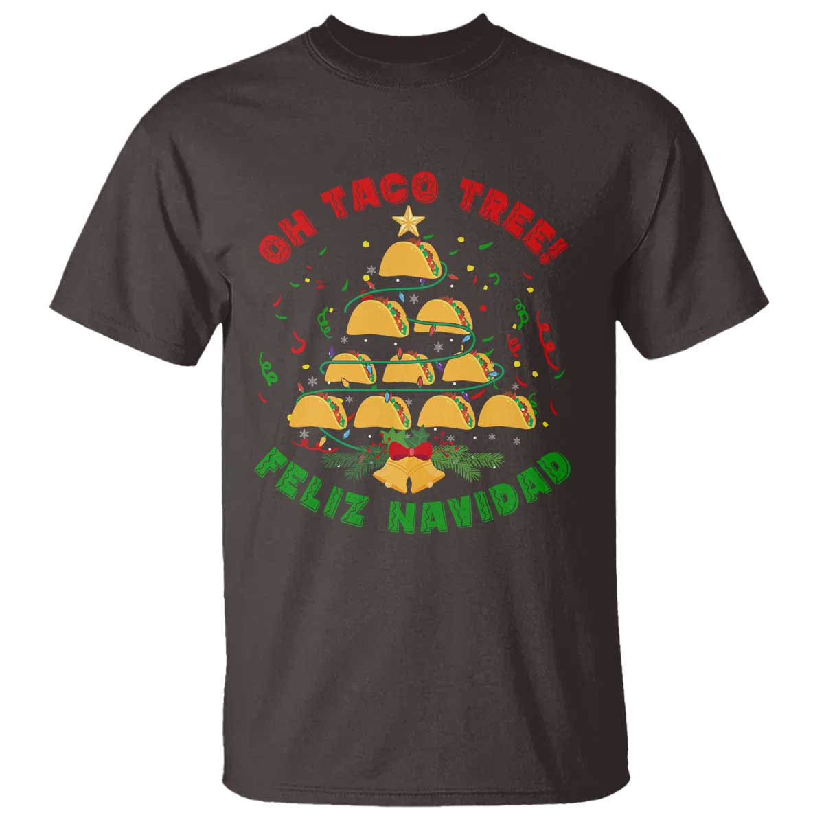 Funny Mexico Xmas T Shirt Oh Taco Tree Tacos Lover TS09 Dark Chocolate Print Your Wear