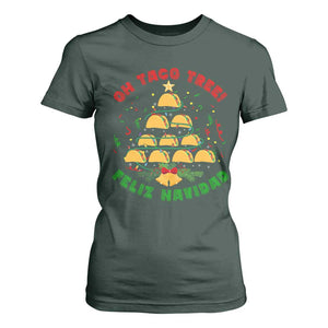 Funny Mexico Xmas T Shirt For Women Oh Taco Tree Tacos Lover TS09 Dark Forest Green Print Your Wear