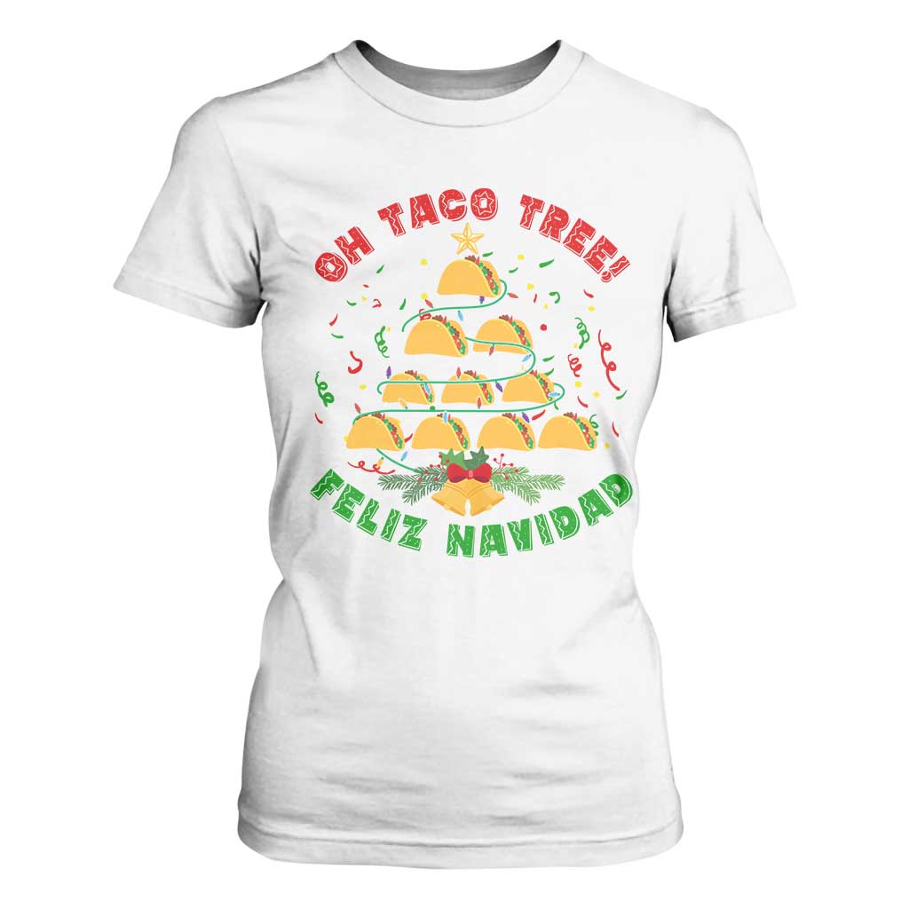 Funny Mexico Xmas T Shirt For Women Oh Taco Tree Tacos Lover TS09 White Print Your Wear