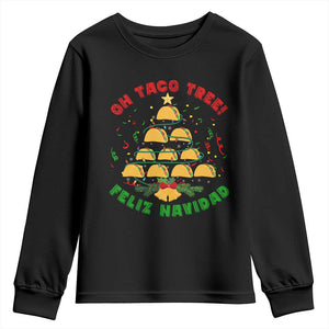 Funny Mexico Xmas Youth Sweatshirt Oh Taco Tree Tacos Lover TS09 Black Print Your Wear
