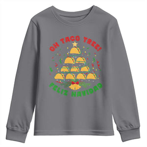 Funny Mexico Xmas Youth Sweatshirt Oh Taco Tree Tacos Lover TS09 Charcoal Print Your Wear