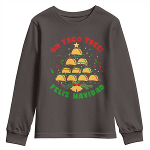 Funny Mexico Xmas Youth Sweatshirt Oh Taco Tree Tacos Lover TS09 Dark Chocolate Print Your Wear