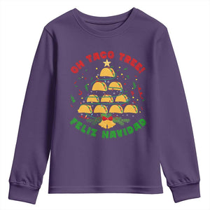 Funny Mexico Xmas Youth Sweatshirt Oh Taco Tree Tacos Lover TS09 Purple Print Your Wear