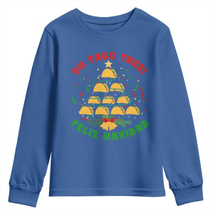 Funny Mexico Xmas Youth Sweatshirt Oh Taco Tree Tacos Lover TS09 Royal Blue Print Your Wear