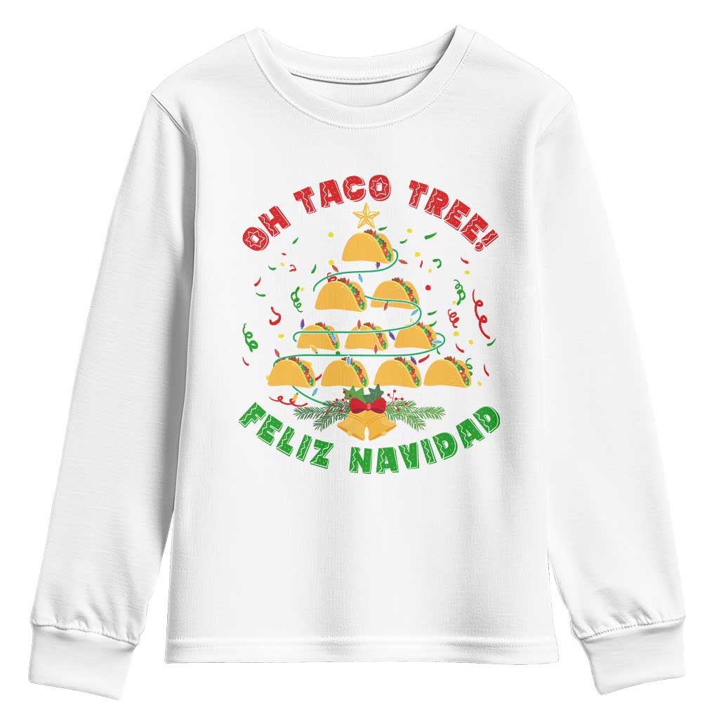 Funny Mexico Xmas Youth Sweatshirt Oh Taco Tree Tacos Lover TS09 White Print Your Wear
