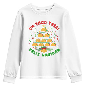 Funny Mexico Xmas Youth Sweatshirt Oh Taco Tree Tacos Lover TS09 White Print Your Wear