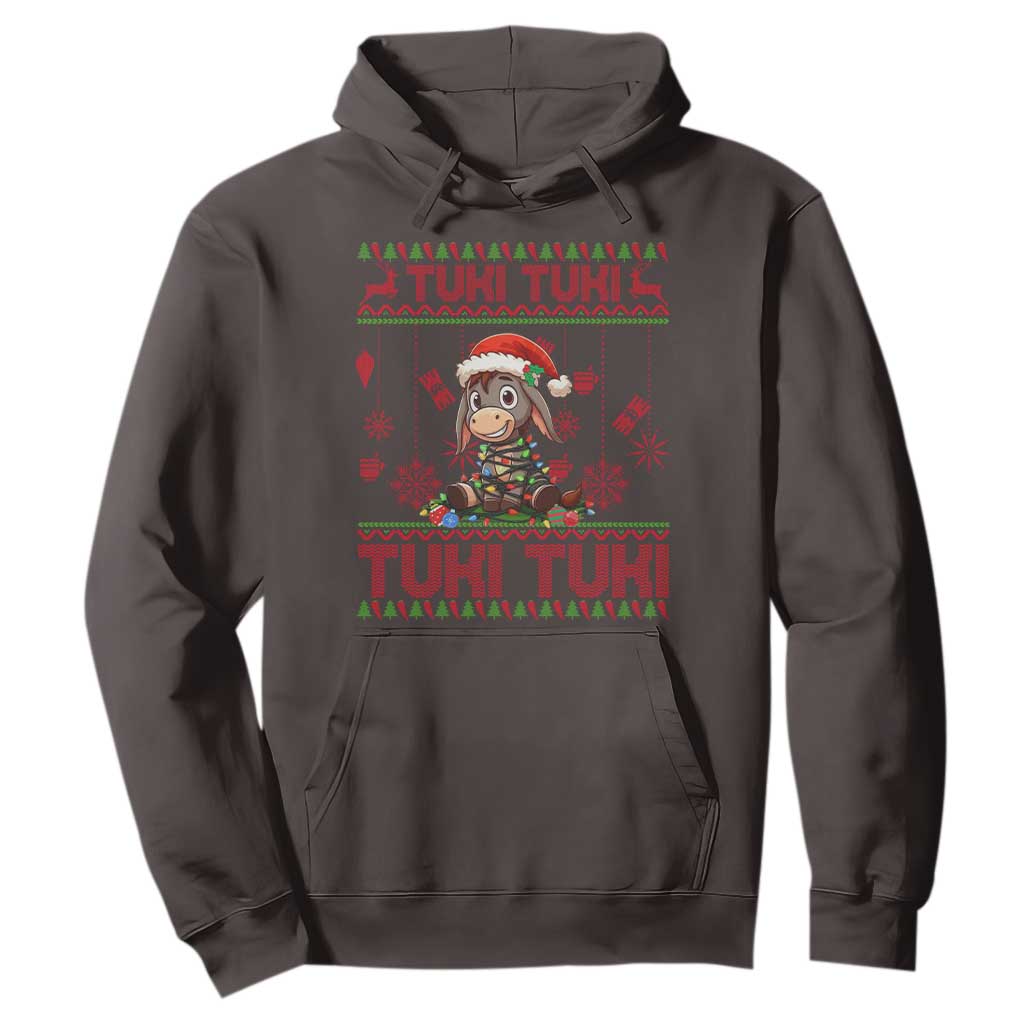 Funny Mexico Xmas Hoodie Tuki Tuki Burrito Cute Donkey Feliz Navidad TS09 Dark Chocolate Print Your Wear