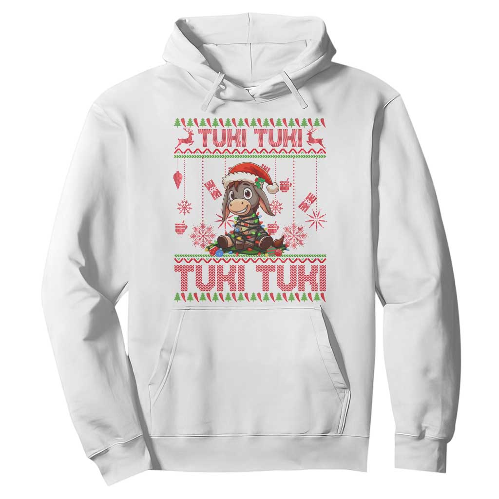 Funny Mexico Xmas Hoodie Tuki Tuki Burrito Cute Donkey Feliz Navidad TS09 White Print Your Wear
