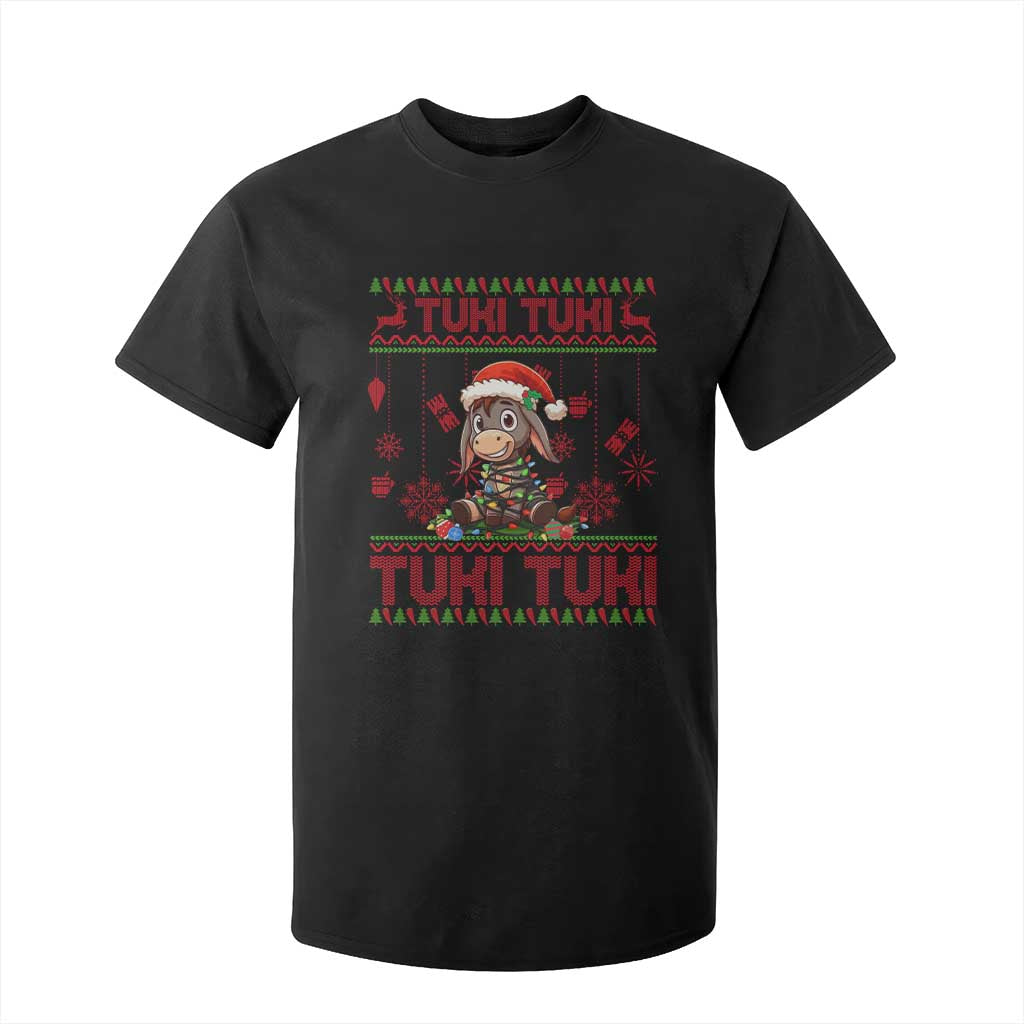 Funny Mexico Xmas T Shirt For Kid Tuki Tuki Burrito Cute Donkey Feliz Navidad TS09 Black Print Your Wear