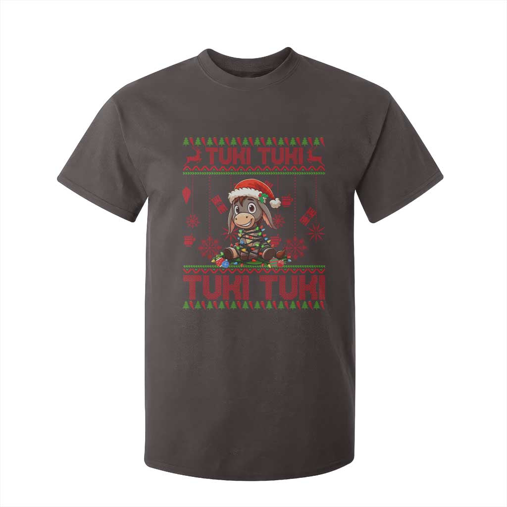 Funny Mexico Xmas T Shirt For Kid Tuki Tuki Burrito Cute Donkey Feliz Navidad TS09 Dark Chocolate Print Your Wear
