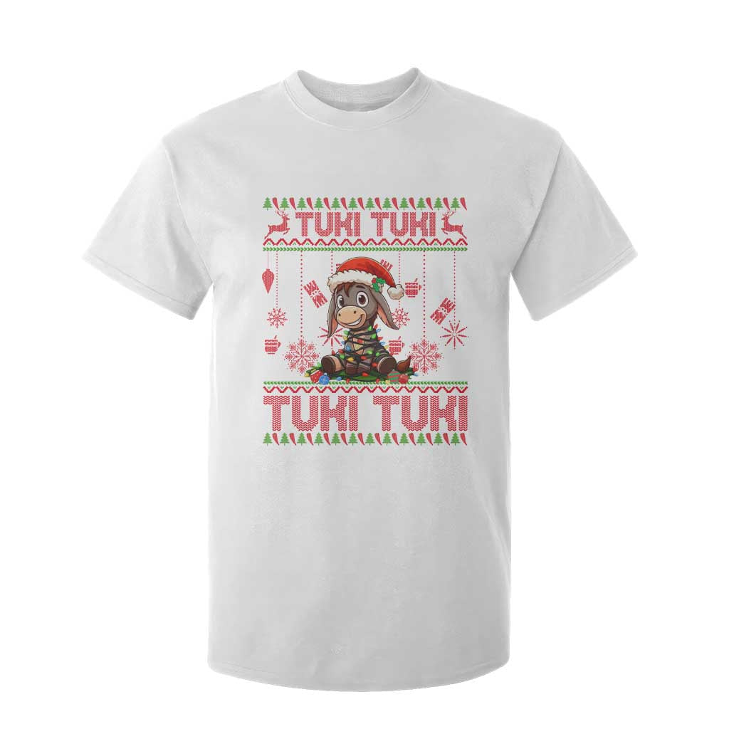 Funny Mexico Xmas T Shirt For Kid Tuki Tuki Burrito Cute Donkey Feliz Navidad TS09 White Print Your Wear