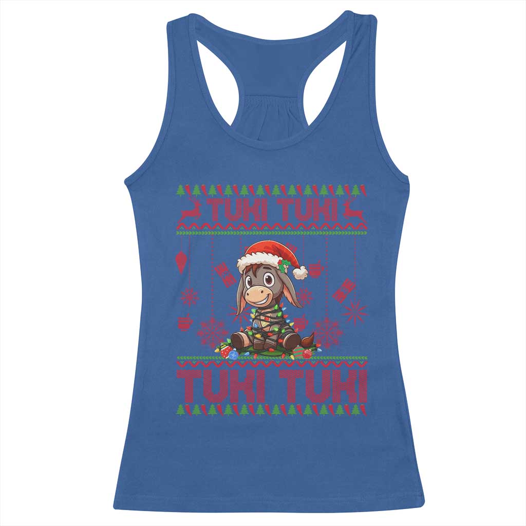 Funny Mexico Xmas Racerback Tank Top Tuki Tuki Burrito Cute Donkey Feliz Navidad TS09 Royal Blue Print Your Wear