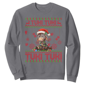 Funny Mexico Xmas Sweatshirt Tuki Tuki Burrito Cute Donkey Feliz Navidad TS09 Charcoal Print Your Wear