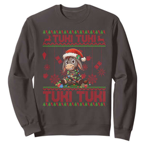 Funny Mexico Xmas Sweatshirt Tuki Tuki Burrito Cute Donkey Feliz Navidad TS09 Dark Chocolate Print Your Wear
