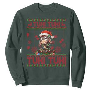 Funny Mexico Xmas Sweatshirt Tuki Tuki Burrito Cute Donkey Feliz Navidad TS09 Dark Forest Green Print Your Wear