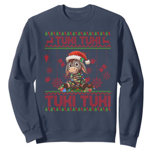 Funny Mexico Xmas Sweatshirt Tuki Tuki Burrito Cute Donkey Feliz Navidad TS09 Navy Print Your Wear
