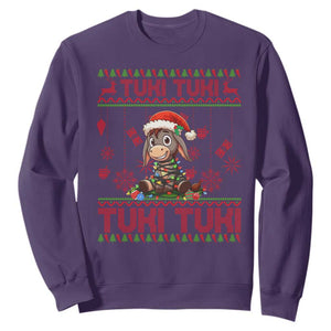 Funny Mexico Xmas Sweatshirt Tuki Tuki Burrito Cute Donkey Feliz Navidad TS09 Purple Print Your Wear