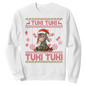 Funny Mexico Xmas Sweatshirt Tuki Tuki Burrito Cute Donkey Feliz Navidad TS09 White Print Your Wear